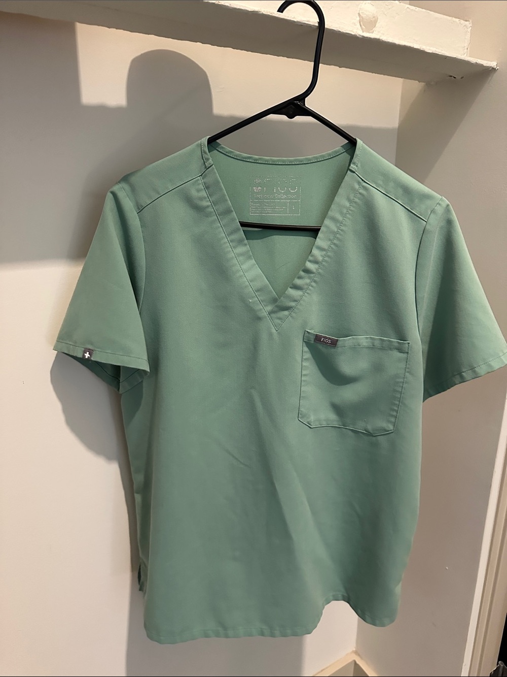 Figs womens V-Neck Scrub Top in Sage Green